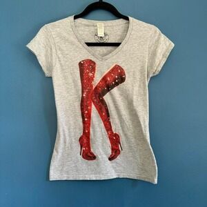 Kinky Boots Broadway T Shirt Women's Size Small V Neck Red Gray Sparkle Theatre
